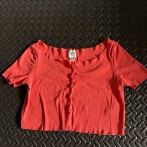 bdg button up crop top size medium